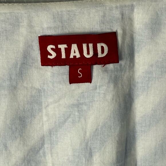 STAUD Jodie Midi Wrap Dress in Sea Stripe S - Picture 12 of 14